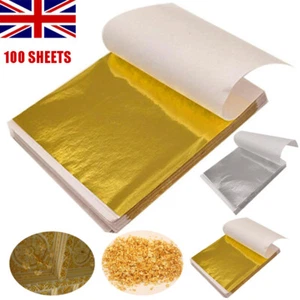 300 Sheets Leaf Foil Gilding Art Craft Metallic Transfer DIY Gold Silver Copper - Picture 1 of 22