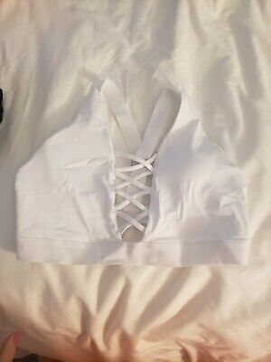 Forever 21 Sports Bra White Caged LARGE Sexy Cleavage Nwot • 9.99€