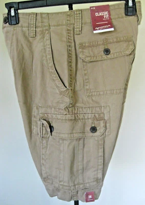 NWT Men's ARIZONA JEANS Cargo Shorts 26 Waist Tan 100% Cotton Longer Length - Image 1 of 4