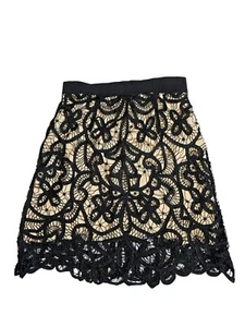 Black Lace & Silk Lining Mini Skirt By 3.1 Philip Lim Women's Sz 2 Cocktail Boho - Picture 1 of 12