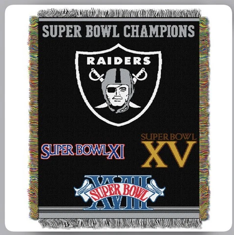Vintage NFL Oakland Raiders 60x46 Tapestry Throw Blanket Super Bowl Champions Cover