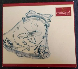 Mikasa Celebrations Holiday Bell Collection Holly Glass Dish 6" Christmas - Picture 1 of 4