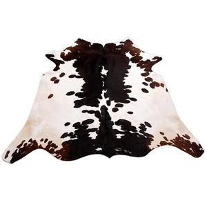 Alfombra grande de cuero de vaca genuina blanca y negra - decoración suave y duradera - Imagen 1 de 9