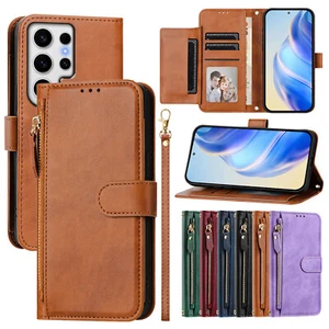For Samsung Galaxy S24 S23 S22 S21 S20 Leather Card Purse Wallet Flip Case Strap - Picture 1 of 38