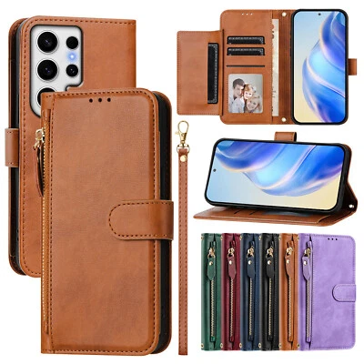 For Samsung Galaxy S24 S23 S22 S21 Note20 Leather Flip Cover Wallet Phone Case - Image 1 of 4