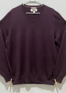 Men's Extra Fine Merino Wool Sweater Tag XL Actual Size M Joseph Abboud V-Neck - Picture 1 of 4