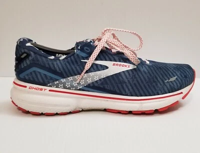 Zapatos Brooks Ghost 15 Mujer 8.5 Rojo Blanco Y Azul Cuatro De Julio Estrellas Rayas Foto 1 de 4