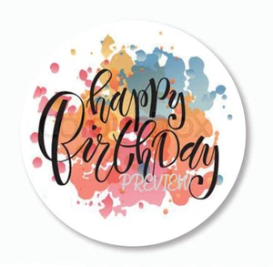 HAPPY BIRTHDAY PAINT SPLASH ROUND STICKERS ENVELOPE SEALS SCRAPBOOK STICKERS - Picture 1 of 1
