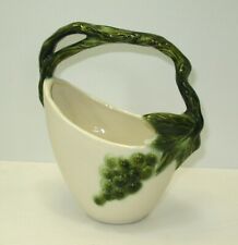 Vintage Hull Art Pottery Tokay Tuscanny Grapes & Vines Handled Vase Planter 8"