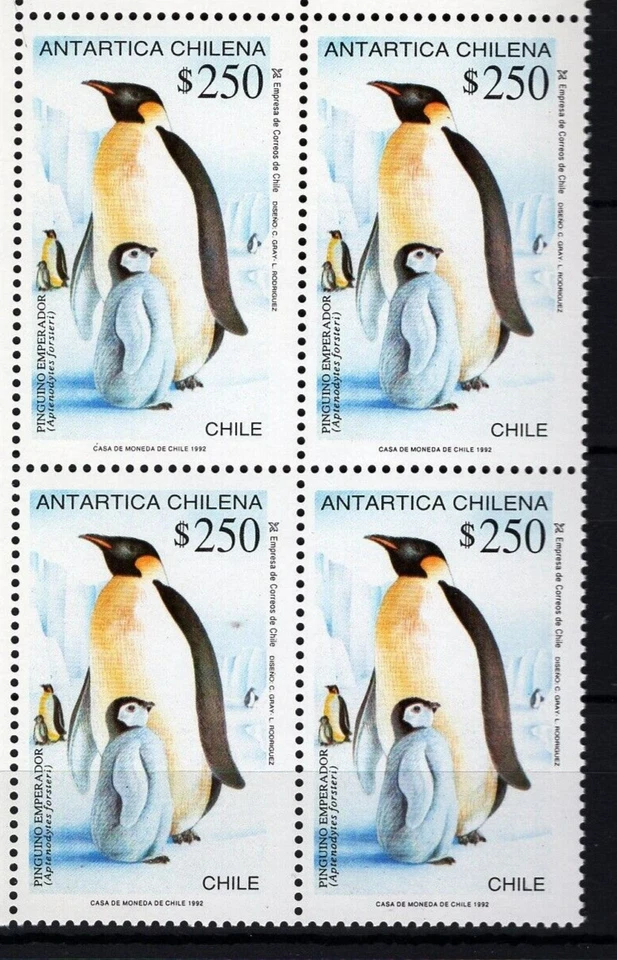 Чили 1992 Antartic Antartica пингвин MNH блок 4 $250 - Изображение 1 из 1