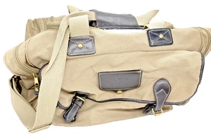Eddie Bauer Duffle Ford Collaboration Canvas Bag 20" x 12" x 12" VTG 90s Beige - Picture 1 of 15