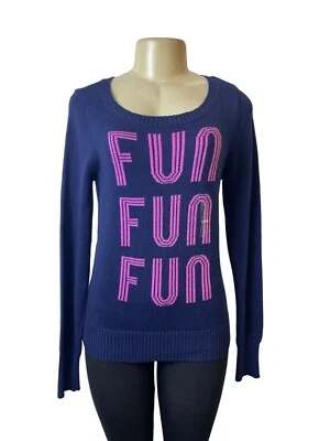 Arizona Jean Women's Navy Blue Fun x3 Graph Log Sleeve Sweatshirt Sz L- NWT - Image 1 of 4