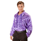 Satinhemd XL 54 lila 70er Schlagerstar Party Disco Hemd violett Rüschenhemd