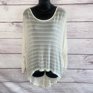 Vintage Havana Brand Womens Sheer Blouse Ivory L Button Detail Hi Low B30 - Picture 1 of 10