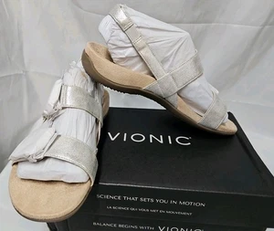 Vionic Reese Slingbacks Sandals Silver Women's Size 7 N Narrow. Summer Shoe NIB - Picture 1 of 13