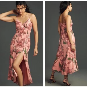 ANTHROPOLOGIE x HUTCH Nya V-Neck Sequin Midi Dress Pink Floral Sz S NWT {BB46} - Picture 1 of 2