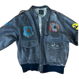 AVIREX A-2 Military Jacke Fliegerjacke Echtleder Patch Single L Größe 80er - Bild 1 von 12