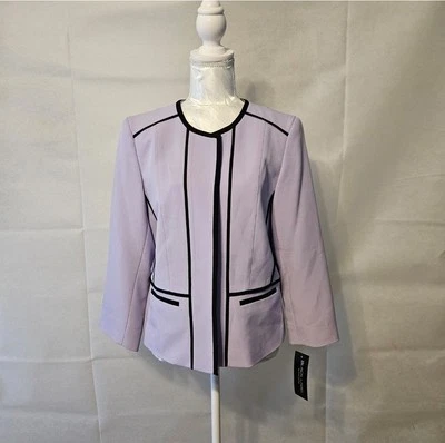 Blazer de lavanda con ribetes frente abierto nuevo con etiquetas - etiqueta negra Evan-picono - para mujer 10 Foto 1 de 4