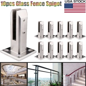 10x Glass Fence Spigot Pool Balustrade Fencing Clamp 304 Stainless Steel, Silver - Picture 1 of 10