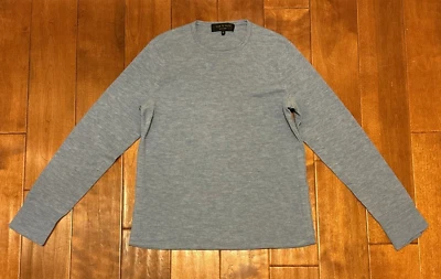 Rag & Bone Extra Fine Merino Wool Sweater Men Large Blue Knit Crew Neck Pullover - Image 1 of 4