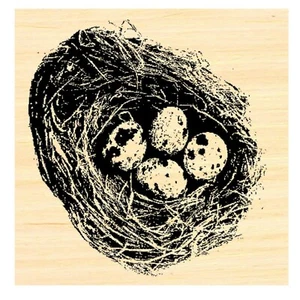 "P6 Vogelnest mit Eiern Gummistempel WM 2x2.2" - Bild 1 von 1