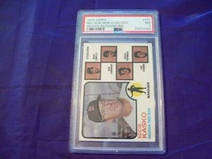 1973 TOPPS #131 RED SOX MGR./COACHES BROWN BACKGROUND PSA 7 - Picture 1 of 2