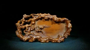 Chinese Natural Boxwood Hand Carved Exquisite Plum Blossom Brush Wash 16329 - Picture 1 of 6