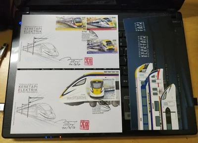 Malaysia 2018 Keretapi Elektrik ETS Train Stamp & MS FDC designer autograph - Image 1 of 4