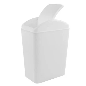 4.2 Gallon Swing Lid Trash Can White Plastic Waste Bin for Bathroom - Picture 1 of 7