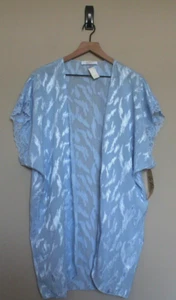 Vintage Short Robe Blue Lace Polyester Large 10 12 New NOS Val Mode Cover Up - Picture 1 of 5
