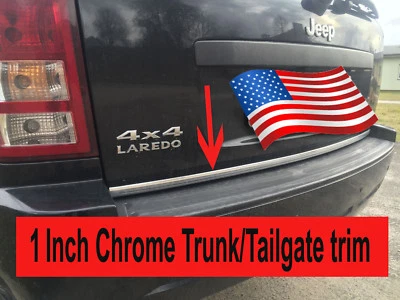 For Alfa Romeo 2013-2019 - 1"Wide Chrome Tailgate Trunk Molding Strip Trim Kit - Image 1 of 3