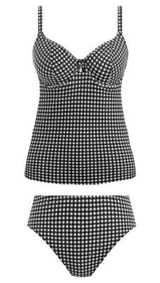 Топ танкини Freya Check In Underwired 36DD и высокая талия S бикини монохромный - Изображение 1 из 4