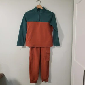 Cat & Jack Youth Pullover Zip Fleece and Cargo Pants Set Teal Orange both Sz Med - Picture 1 of 14