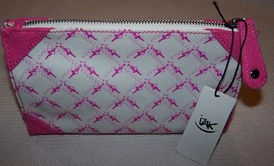 Bolso Estuche Cosmético Izak Zenou con Cremallera ROSA Y BLANCO ~ NUEVO CON ETIQUETAS $28 Foto 1 de 3