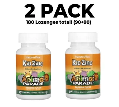 Nature's Plus, Animal Parade, 2 PACOTES, Pastilhas de Zinco Infantil, Tangerina, 90 Pastilhas - Imagem 1 de 3