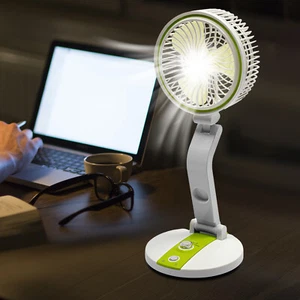 18" Portable Solar Power Fan Tabletop with LED Light USB Desk Fan Rechargeable - Picture 1 of 10