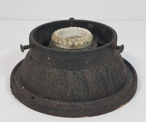 Antique Ceiling Light Fixture Cast Iron Ornate Eastlake Lamp Part Restore Cover