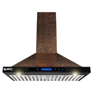 AKDY Wall Mount Range Hood 42"H Plastic Vent Indoor Touch pad Embossed Copper - Picture 1 of 11