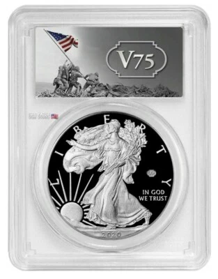 2020-W 1 Oz Silver $1 75TH ANNIV OF END WORLD WAR 2 EAGLE PCGS PF69DCAM V75 Coin - Image 1 of 4