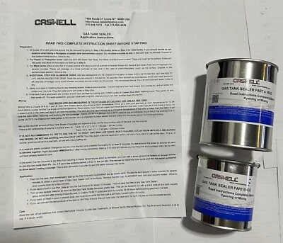 NEW CLEAR MOTORCYCLE CASWELL EPOXY GAS TANK SEALER COVERS UPTO 10 GALS 363J - Image 1 of 4