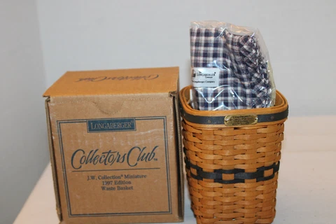 LONGABERGER  MINIATURE WASTE  BASKET,  FABRIC, PROTECTOR, BOX, CARD, J.W. MINI Cover