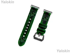 Green & Black Skull Crossbones Leather Band Strap for Fitbit Ionic Smartwatches - Picture 1 of 9