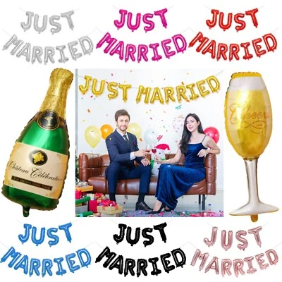 Just married Foil Balloons Blue Foil Wedding Anniversaries Party Decoration UK — 第 1/2 张图片