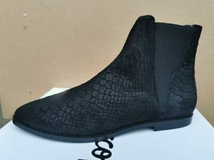 KALEIDOSCOPE WOMENS BLACK SUESE CROC EMBOSSED ANKLE BOOTS UK SIZE 3 - 95H944 - Picture 1 of 3