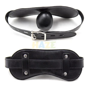 Bondage bendage viso bocca palla bavaglio imbracatura testa cinturino mento bocca maschera occhi - Foto 1 di 9