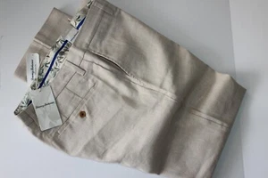 Tommy Bahama Pants Lahaina Bay Flat Front Stone Khaki Linen New 40x36 40 Waist - Picture 1 of 5