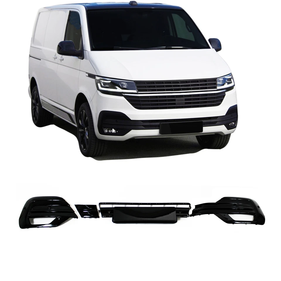 Pare-Chocs Grille Noir Brillant Gauche Droite Centre pour VW T6.1 T6 Ab 2019- - Photo 1/4