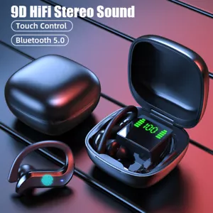 Sports Wireless Earbuds Bluetooth 5.0 Headset TWS HiFi Stereo Earhook Earphones - Picture 1 of 22