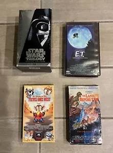 VHS Lot Lucas Spielberg Star Wars Trilogy E.T. Fievel Land Before Time - Picture 1 of 7