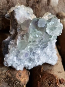 Green Purple Fluorite Calcite Quartz Crystal UV Fluorescence Specimen, 389g - Picture 1 of 10
